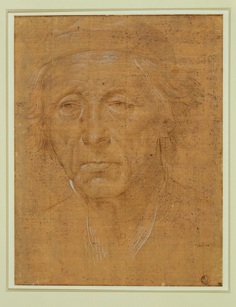 Porträt eines alten Mannes, frontal, mit Mütze