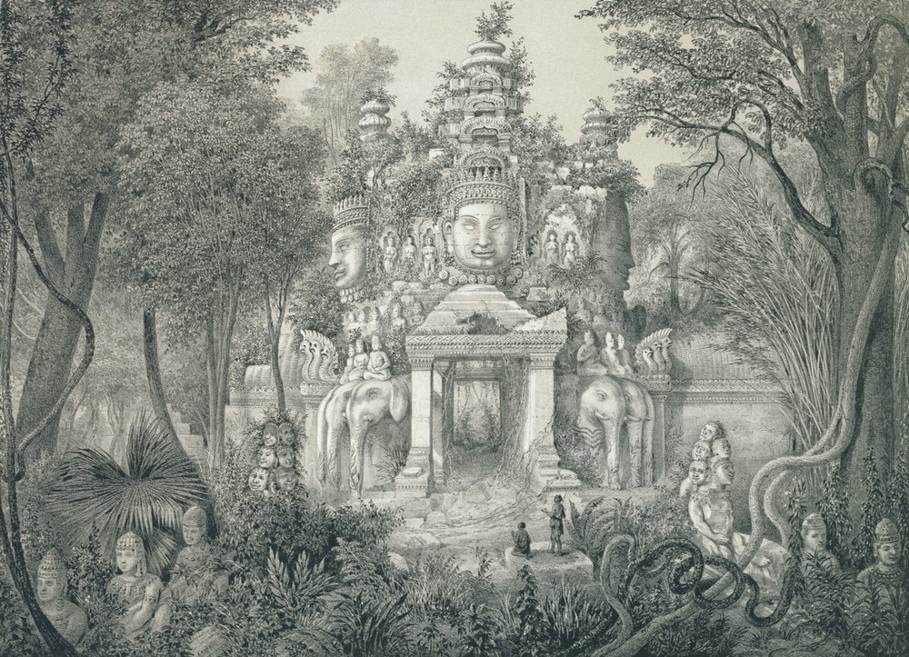 Ein Portal in Angkor Thom, 1873 von Louis Delaporte