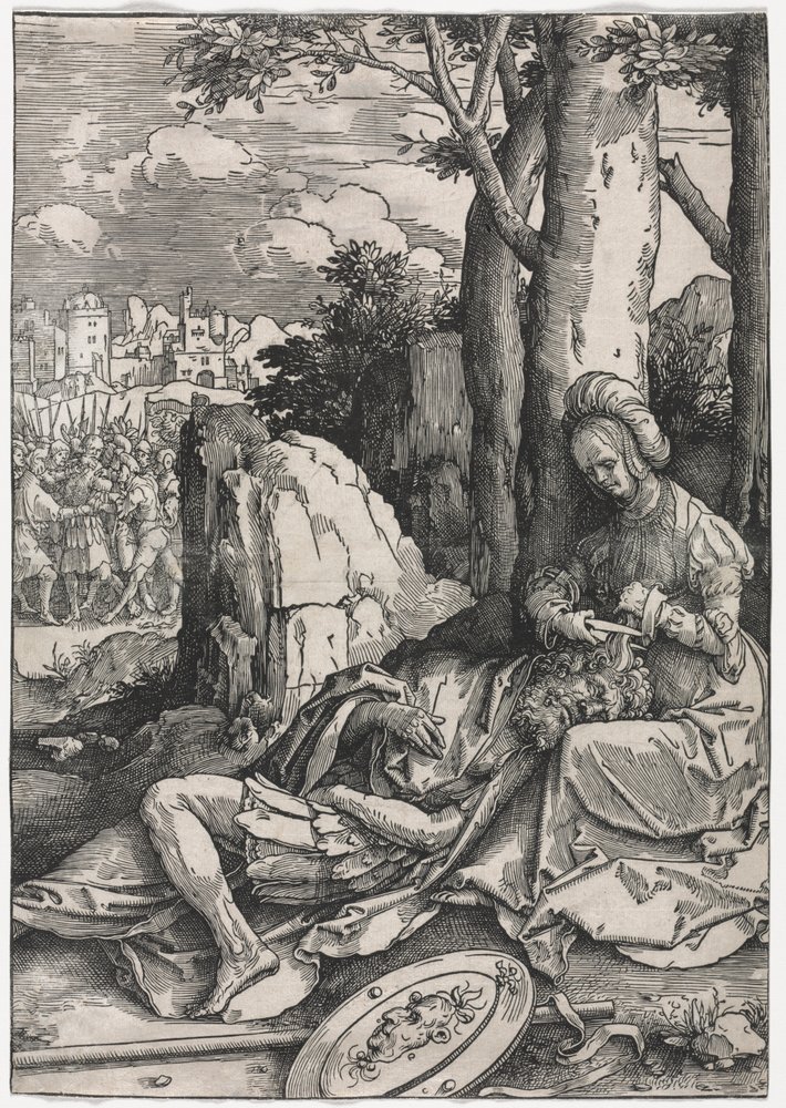 Die Macht der Frauen: Samson und Delilah, um 1512 von Lucas van Leyden