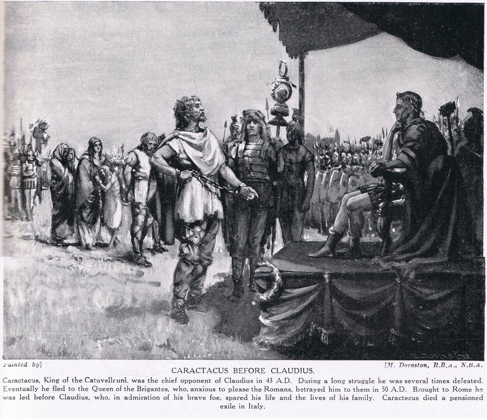 Caractacus vor Claudius, Illustration aus 'Hutchinsons Geschichte der ...