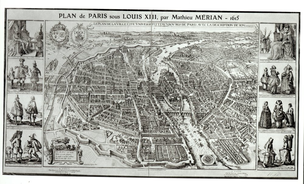 Plan von Paris aus der Vogelperspektive, 1615