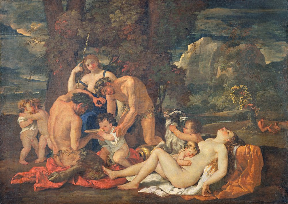 Die Kindheit des Bacchus oder Die kleine Bacchanalie, um 1624-25 von Nicolas Poussin