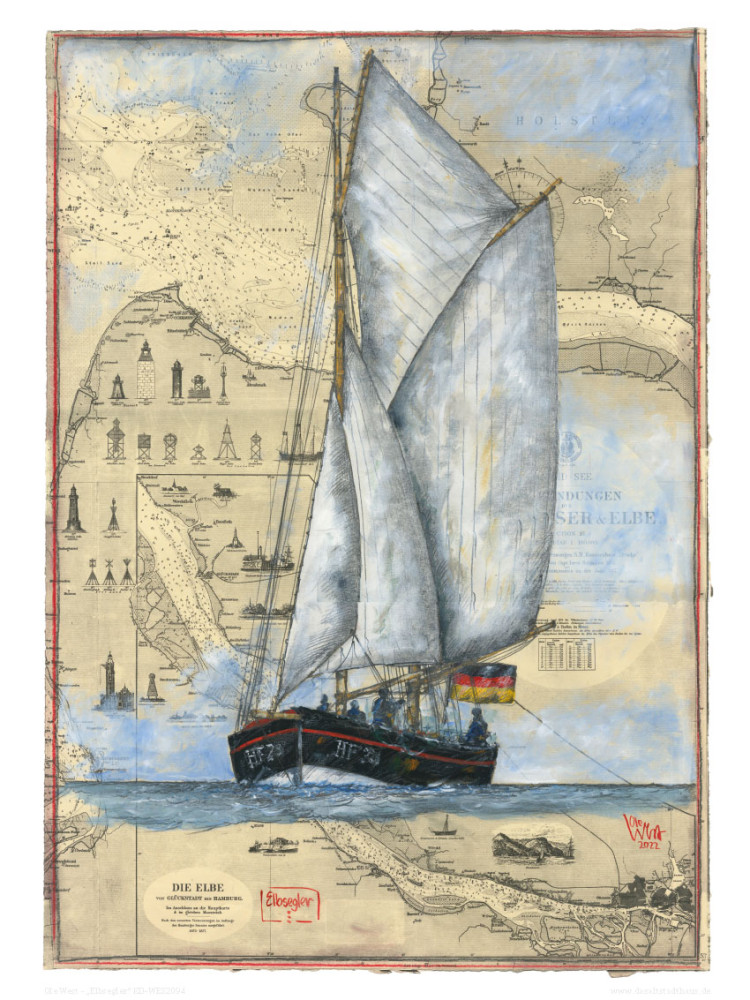 ELBSEGLER" - Kunstdruck von Ole West von Ole West