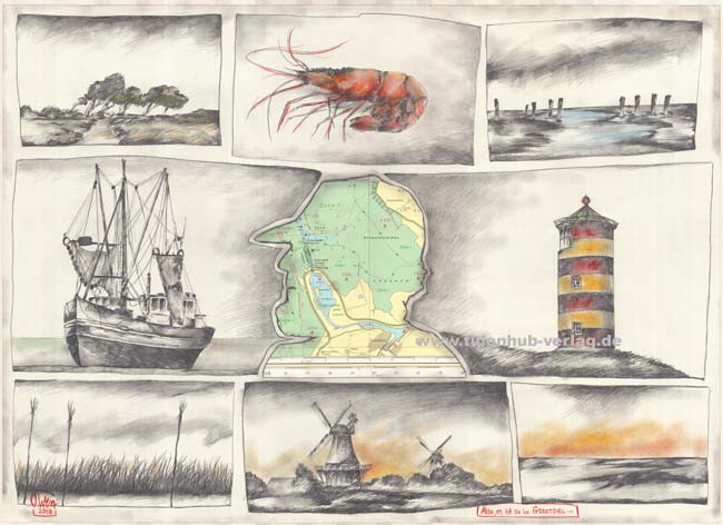 OLE WEST - "Also, es ist so in Greetsiel..." - Großer Kunstdruck ! von Ole West