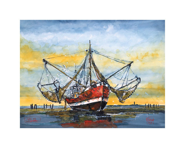 auf Naturpapier "...ließen sich trockenfallen..." von Ole West (24 x 30) von Ole West