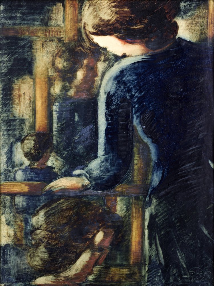Drei Mädchen (und ein Kopf im Profil) von Oskar Schlemmer