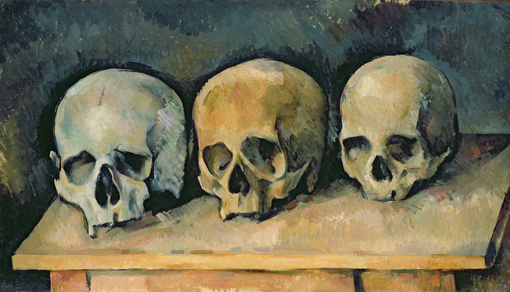 Die drei Schädel, um 1900 von Paul Cézanne