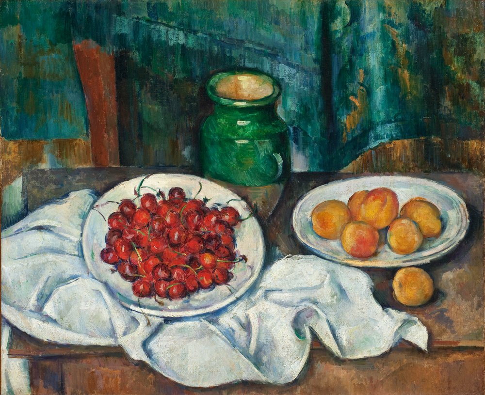 Stillleben mit Kirschen und Pfirsichen, 1885-7 von Paul Cézanne