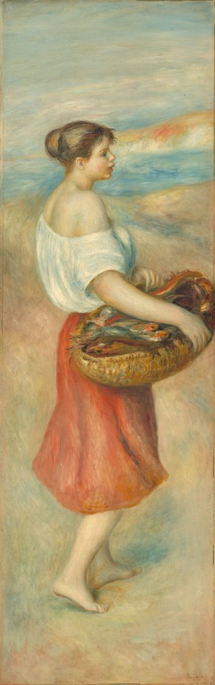 Mädchen mit einem Korb Fische von Pierre-Auguste Renoir
