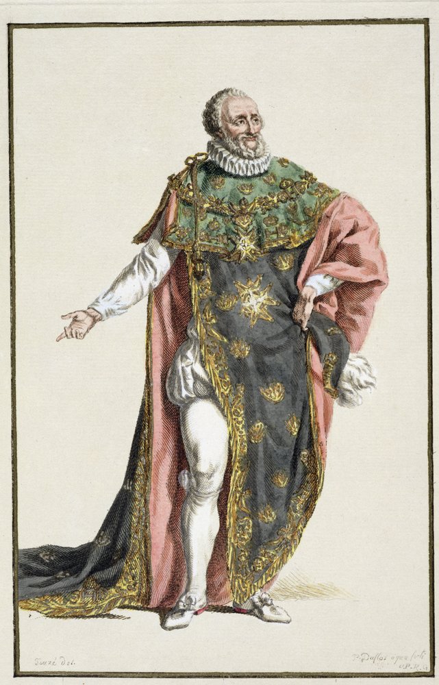 Heinrich IV. (1553-1610), König von Frankreich, aus Recueil des estampes, représentant les rangs et les dignités, suivant le costume de toutes les nations existantes, veröffentlicht 1780 von Pierre Duflos