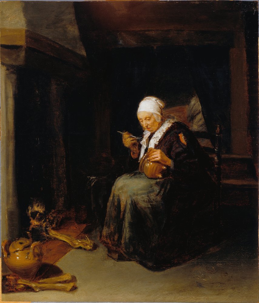 Alte Frau beim Essen von Quiringh Van Brekelenkam