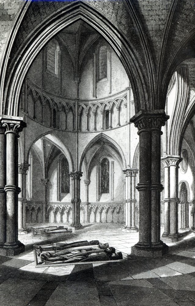 Innenraum der Temple Church mit den Effigien der Ritter