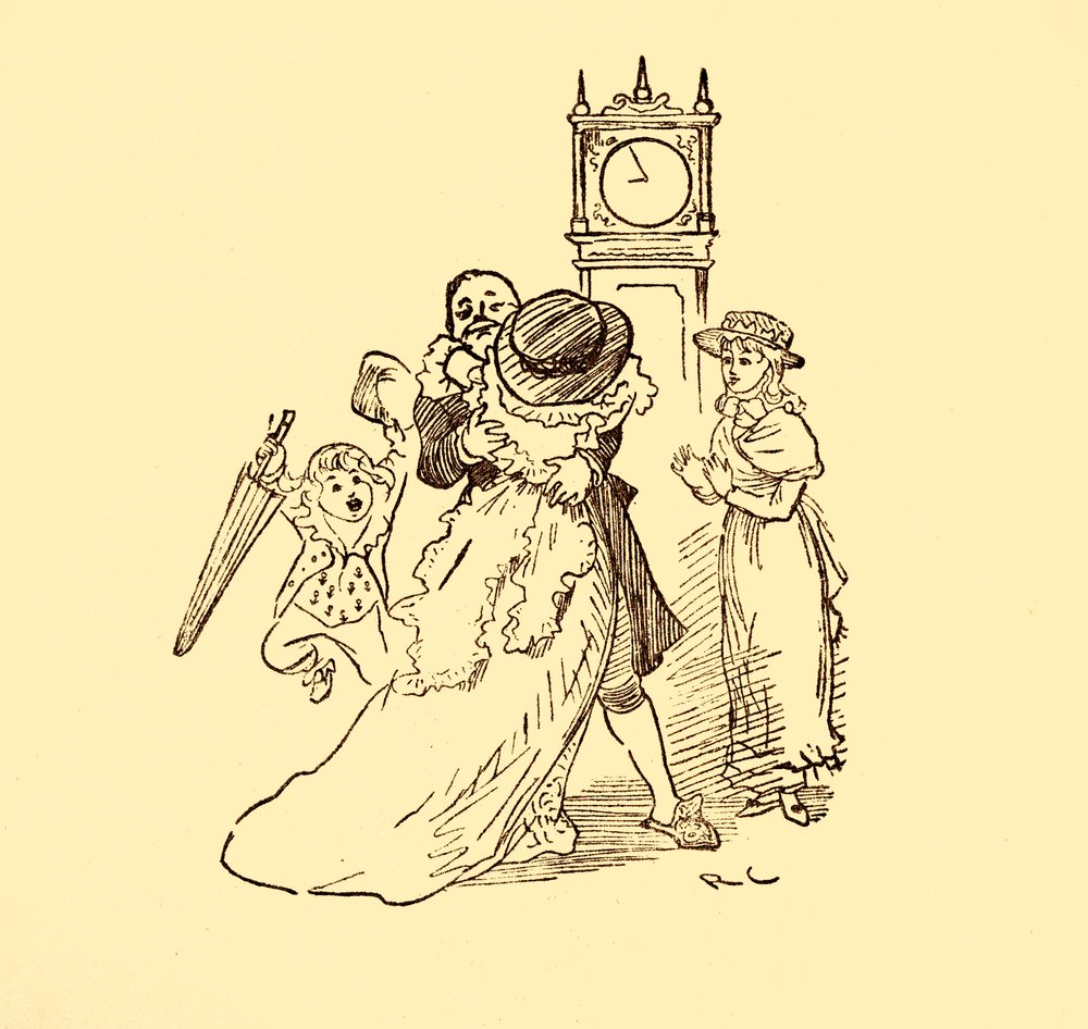 John Gilpin wird mit seiner Frau und seinen Kindern wiedervereint von Randolph Caldecott