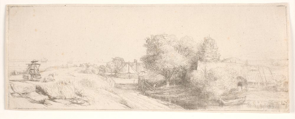 Gegenprobe von "Landschaft mit einem Milchmann" von Rembrandt van Rijn