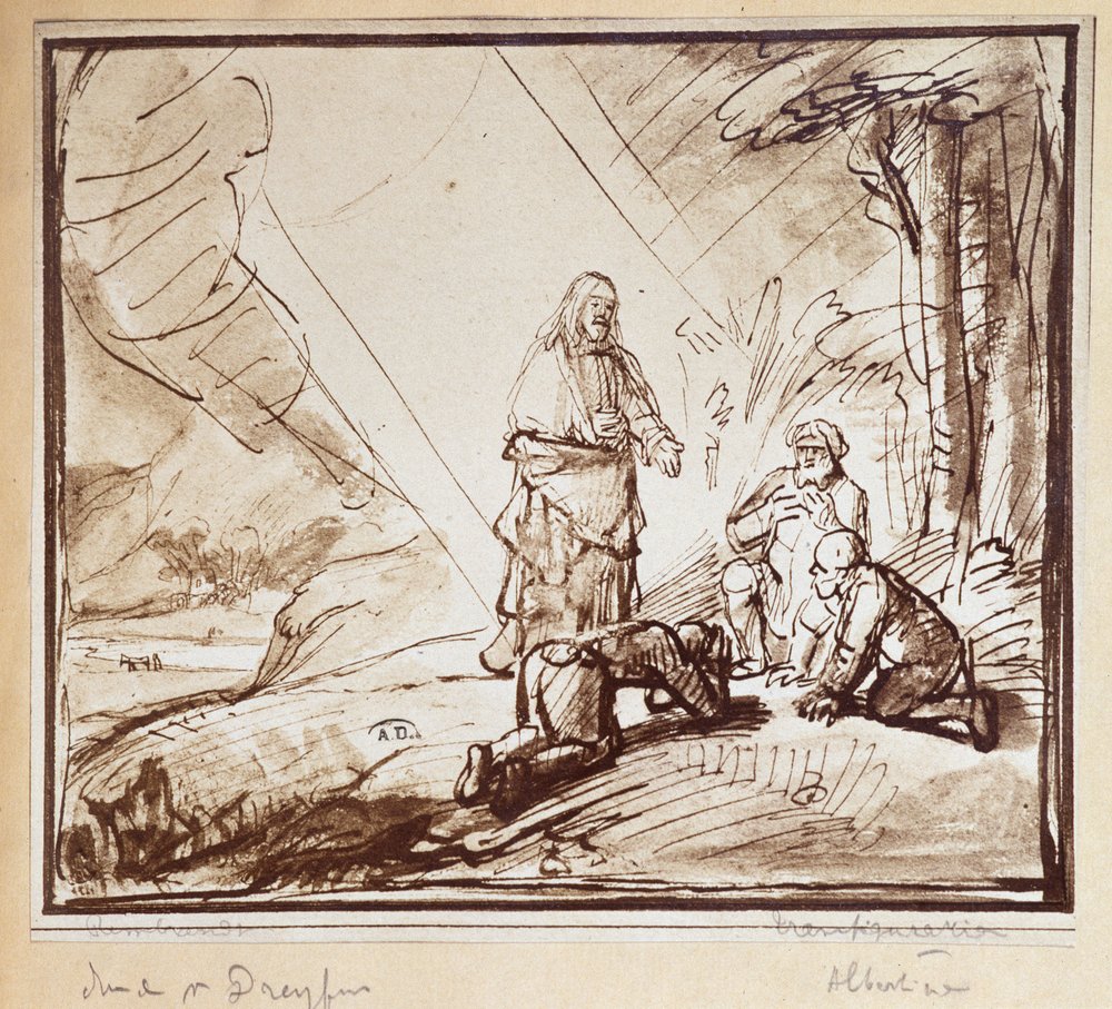 Verklärung Christi, Federzeichnung, Holland, undatiert, 19. Jahrhundert von Rembrandt van Rijn