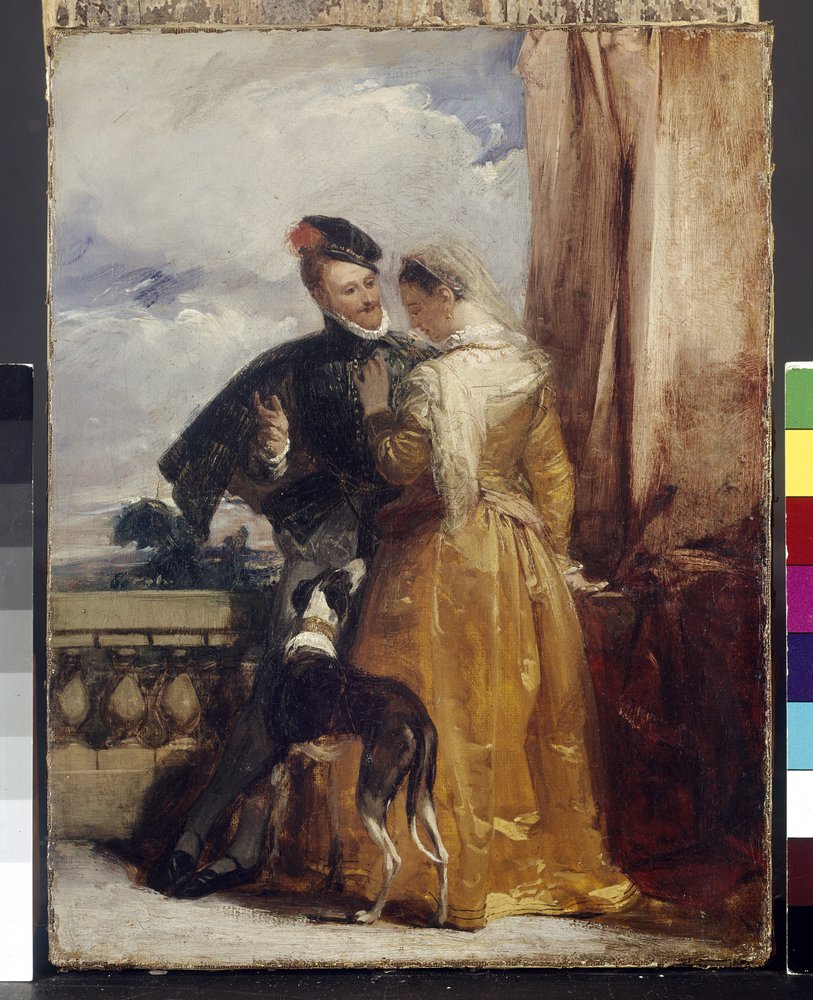 Amy Robsart (gest. 1560) und Robert Dudley, Earl of Leicester (1532-88) ca. 1827 von Richard Parkes Bonington