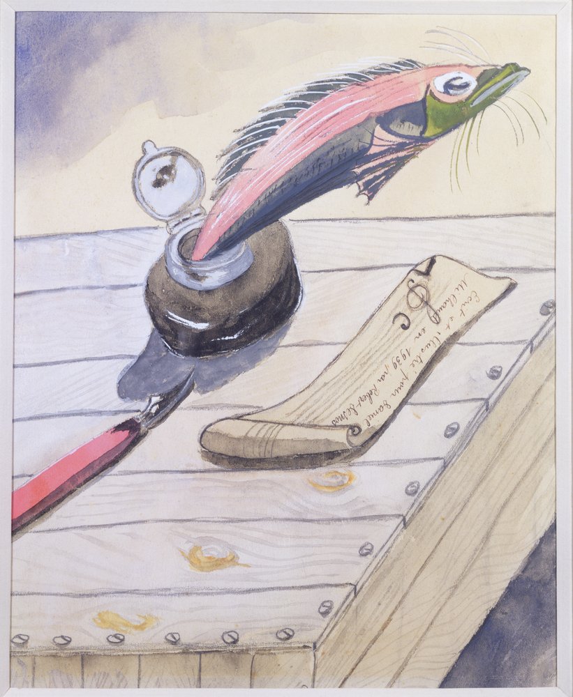 Der Fisch springt aus dem Tintenfass, geschrieben und illustriert für Daniel Milhaud von Robert Desnos, 1939 von Robert Desnos