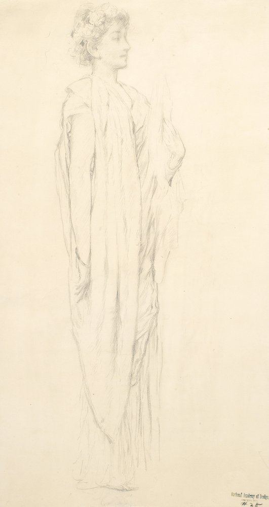 Studie einer drapierten weiblichen Figur für das Wandgemälde 