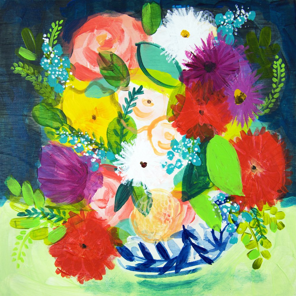 Leuchtender Blumenstrauß von Shelley Hampe: Kunstdruck