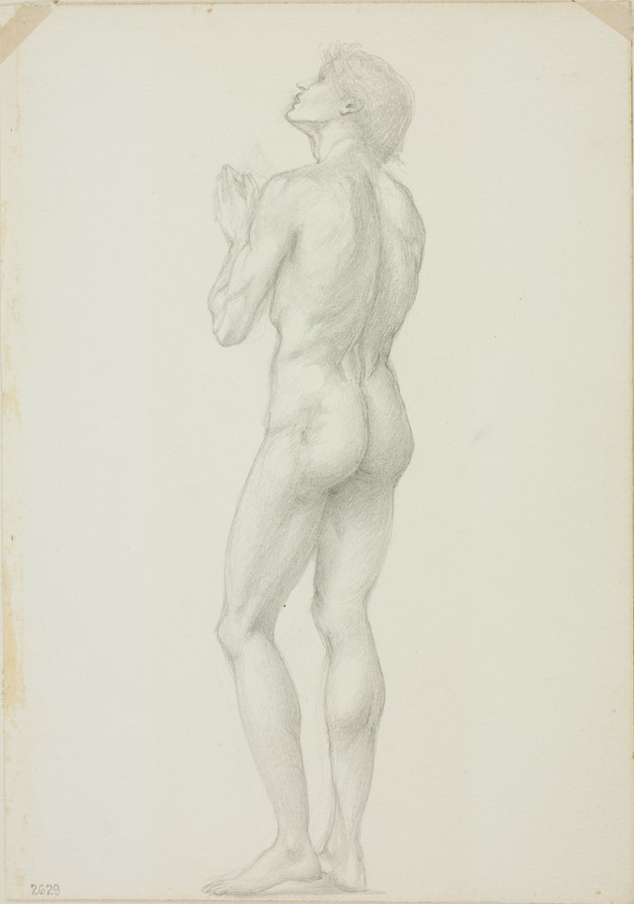 Stehender männlicher Akt mit gefalteten Händen im Gebet von Sir Edward Burne Jones