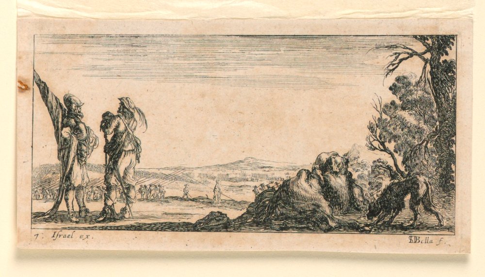 Tafel 7, aus "Desseins de Queleques Conduites de Troupes, Canons, et Ataques de Villes" von Stefano della Bella