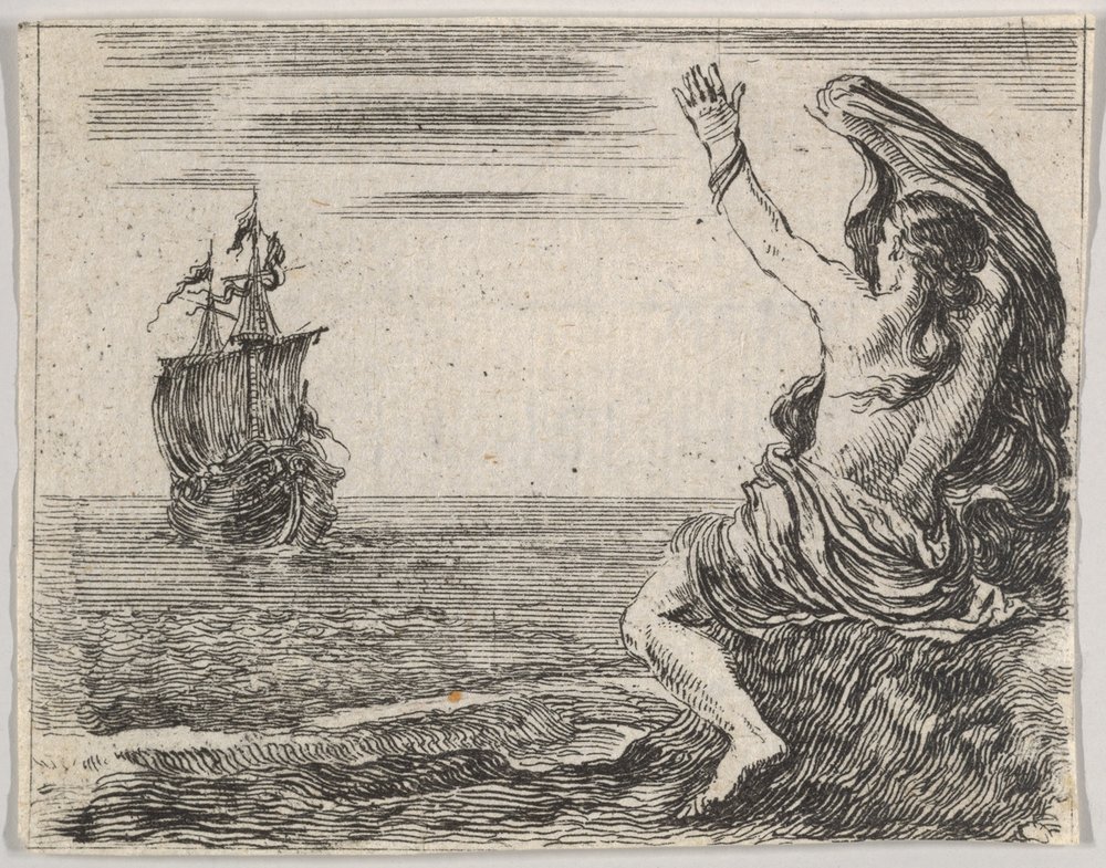 Theseus und Ariadne, aus Spiel der Mythologie, 1644 von Stefano della Bella