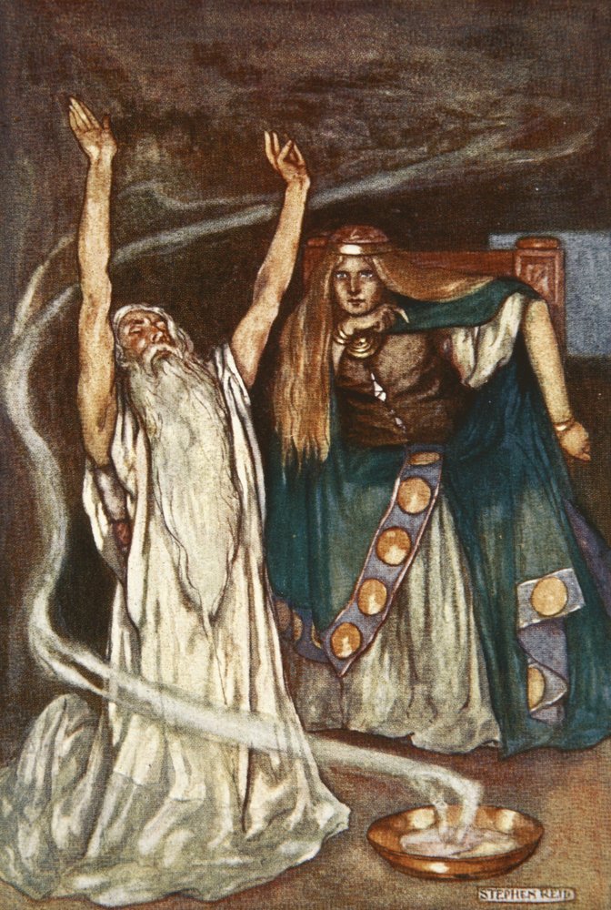 Königin Maeve und der Druide, Illustration aus 