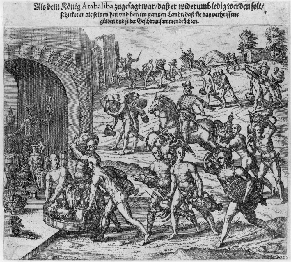 Das Lösegeld, das König Atahualpa (ca. 1502-33) Francisco Pizarro anbot ...