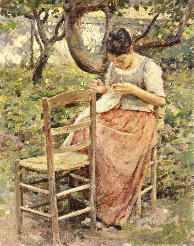 Die Näherin, ca. 1891 von Theodore Robinson