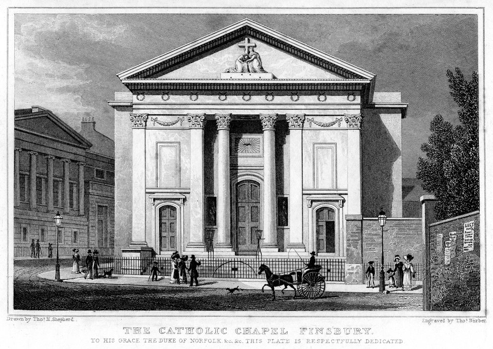 Die katholische Kapelle, Finsbury, London, 1827