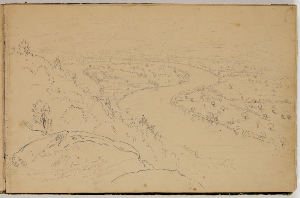 Panorama der Oxbow am Connecticut River, gesehen vom Mount Holyoke