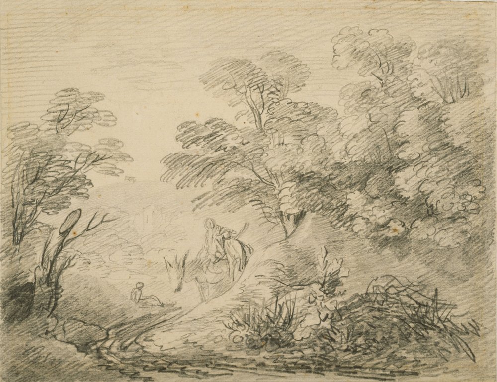 Waldlandschaft mit Esel und Figuren, ca. 1759 von Thomas Gainsborough