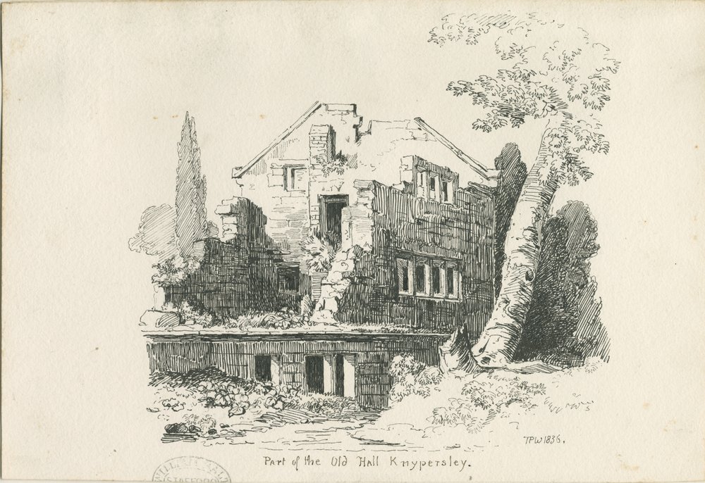 Biddulph - Knypersley Hall [alt]: Feder- und Tuschskizze von Thomas Peploe Wood