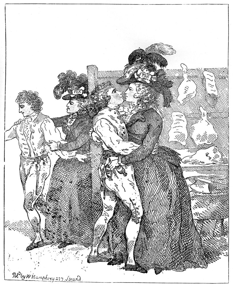 Die beiden patriotischen Herzoginnen bei ihrer Wahlwerbung, 1784