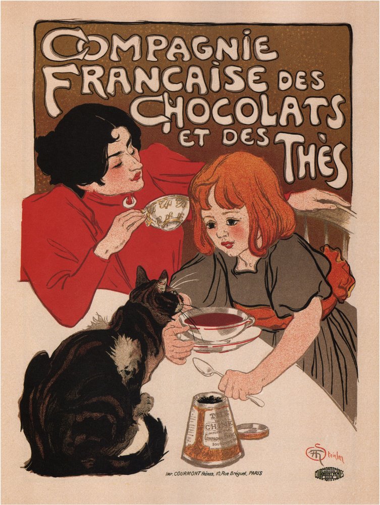 Plakat der Compagnie Française des Chocolats et des Thés, 1895 von Théophile Alexandre Steinlen