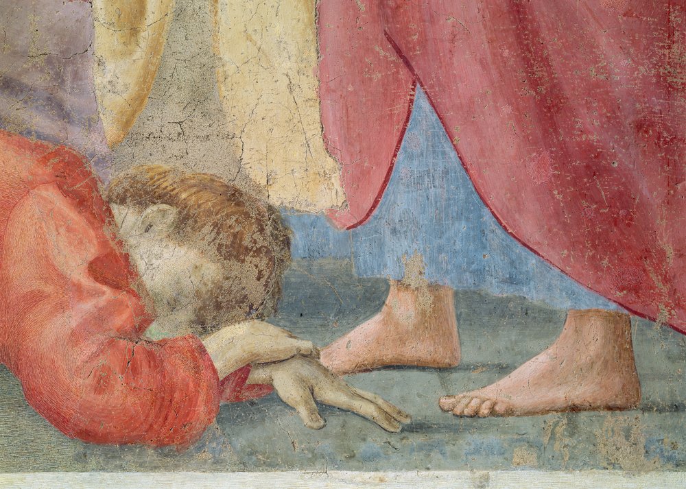 Die Versuchung von Adam und Eva Detail von Eva und der Schlange, ca. 1427 Fresko von Tommaso Masolino da Panicale