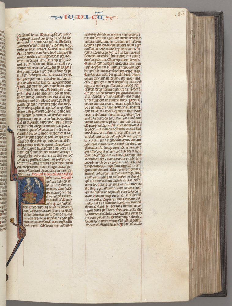 Fol. 86r, Richter, historisierte Initiale R, Juda sitzt mit einem Buch ...