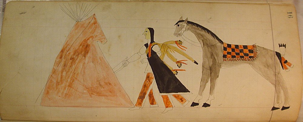 Maffet Ledger: Indianer und Pferd von Unbekannt: Kunstdruck