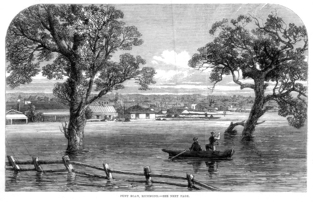 Punt Road, Richmond - Überschwemmungen in Melbourne, Australien, 1864 von Unbekannt