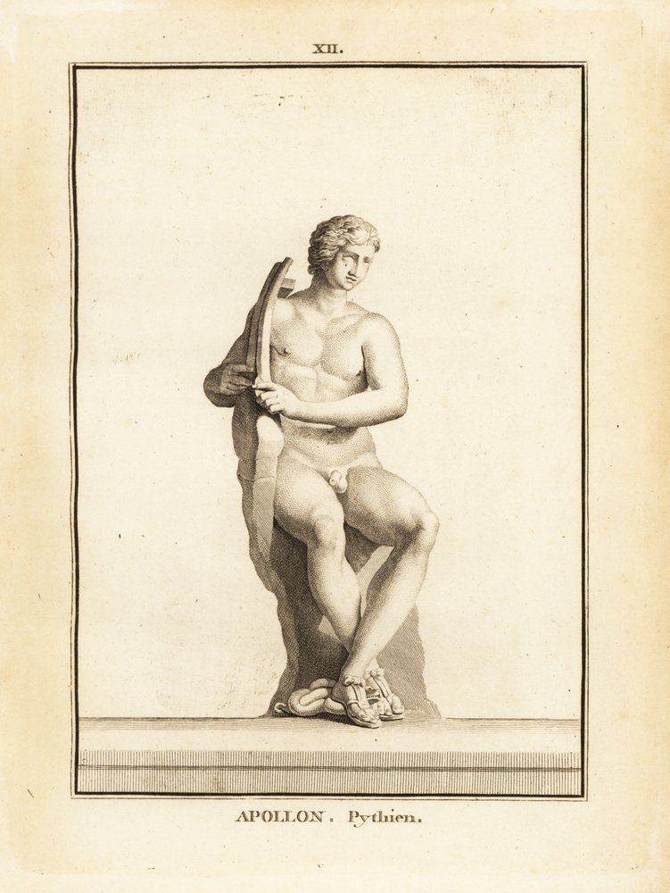 Statue des Pythischen Apollon, Schutzpatron von Delphi, mit Leier