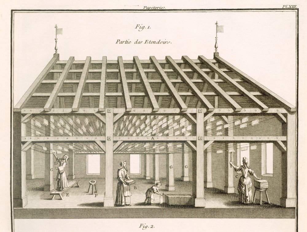 Das Trockenregal, Papiermacher, Illustration aus 