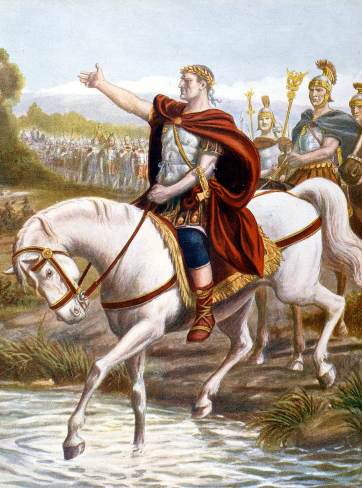 Julius Caesar überquert den Rubikon (Gravur)