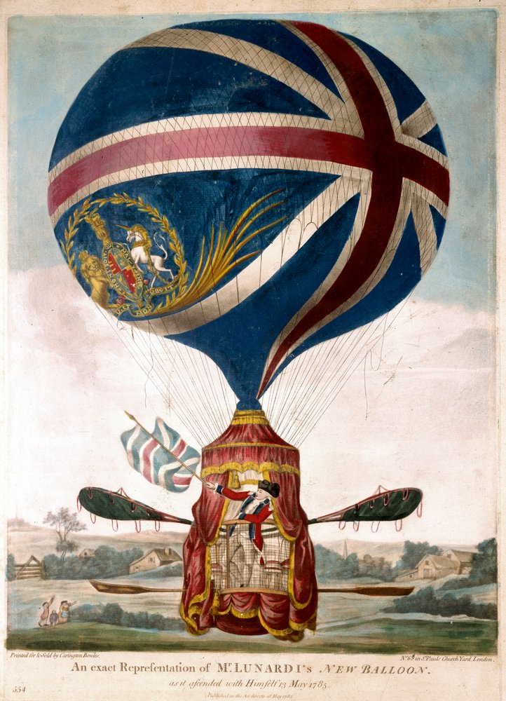 Darstellung eines neuen Ballons von Vincenzo Lunardi am 13.05.1785 von Unknown artist