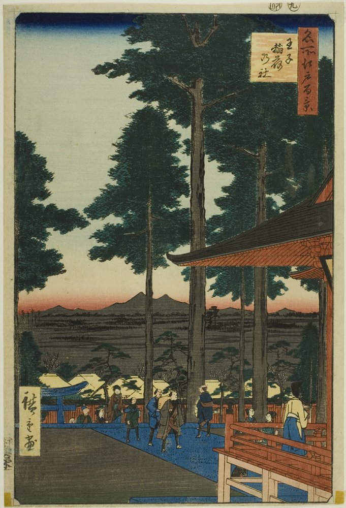Oji Inari-Schrein (Oji Inari no yashiro), aus der Serie „Hundert berühmte Ansichten von Edo (Meisho Edo hyakkei)“ von Utagawa Hiroshige