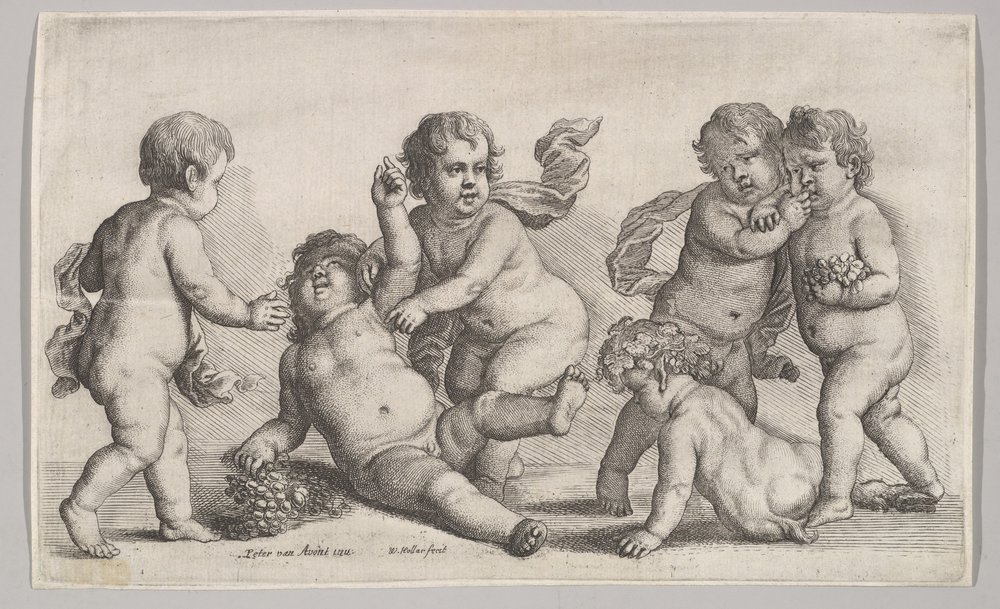 Fünf Jungen und ein Satyr, 1625-77 von Wenceslaus Hollar