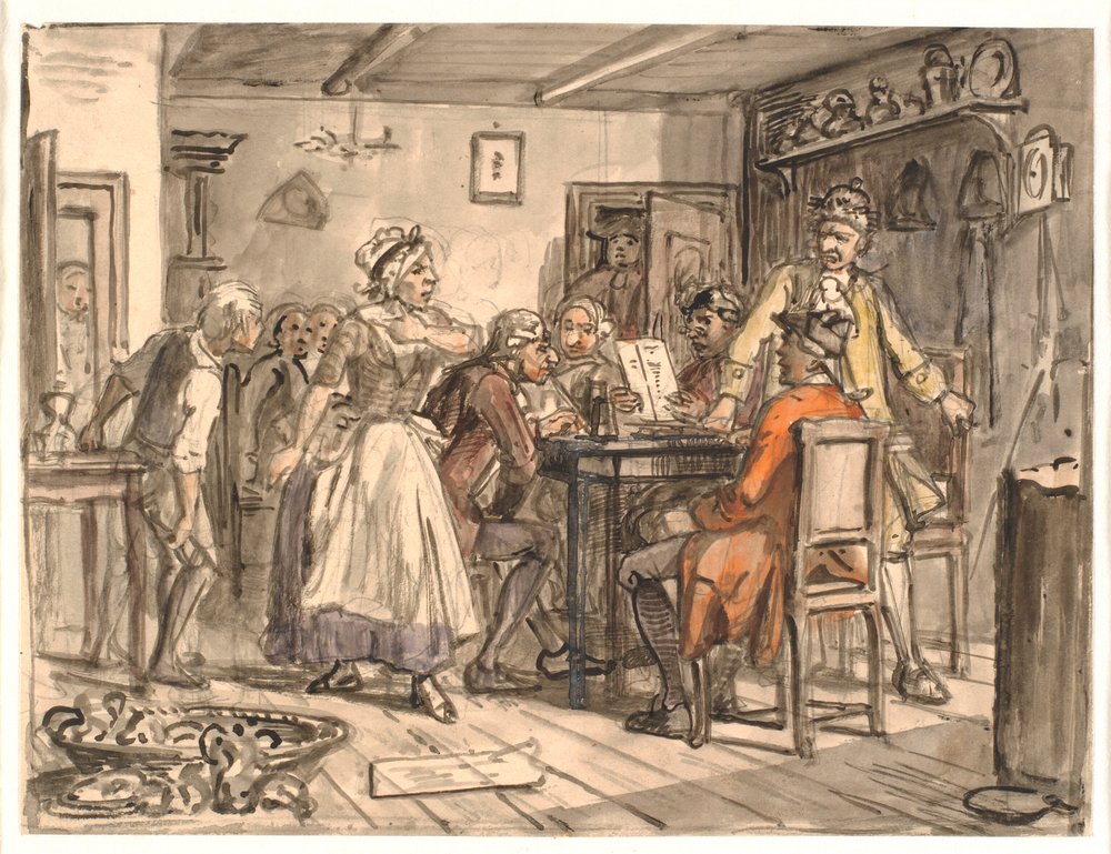 "Collegium politicum". (Der politische Kandestøber) von Wilhelm Marstrand