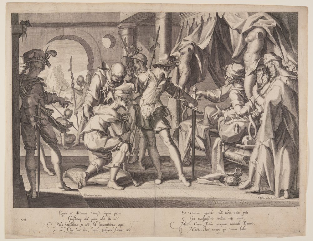 Graf Wilhelm erlaubt die Enthauptung, Platte 7 aus Throne der ...