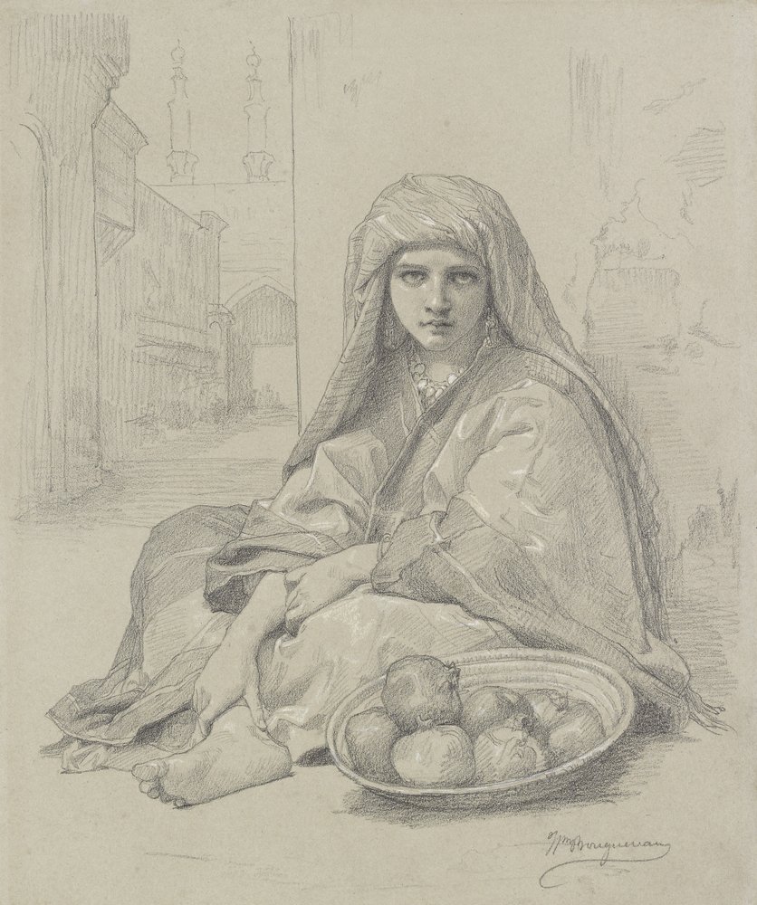 Algerisches Mädchen beim Verkauf von Granatäpfeln, 19. Jahrhundert von William-Adolphe Bouguereau