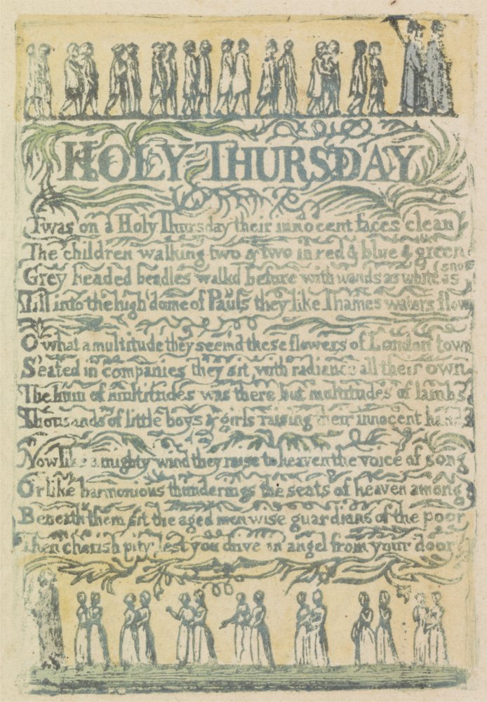 Heiliger Donnerstag, Platte 24 aus Lieder der Unschuld, 1789 von William Blake