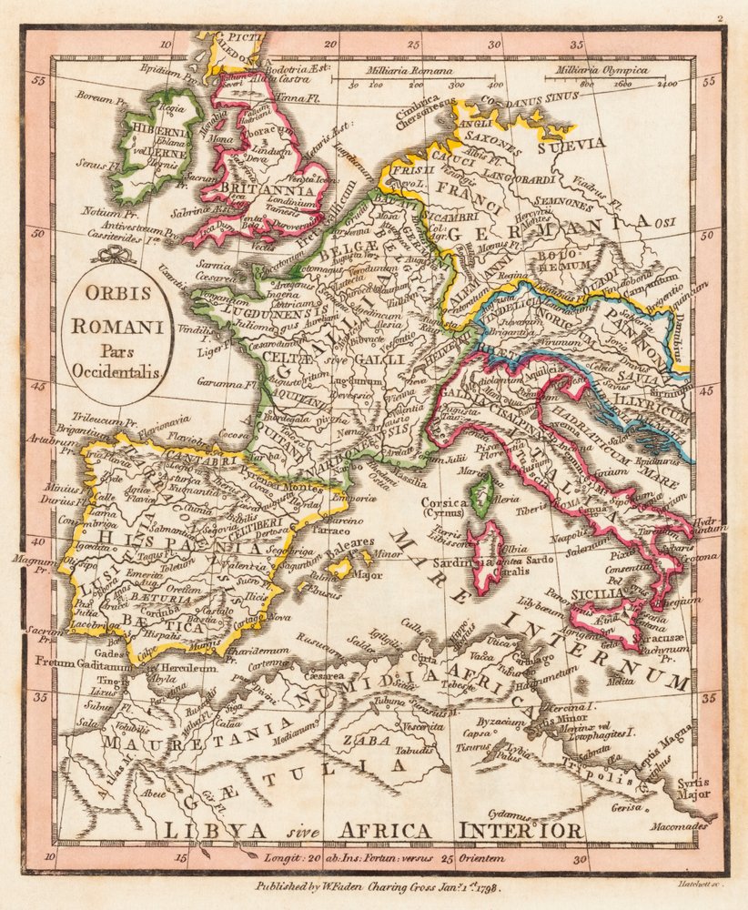 Westlicher Teil des Römischen Reiches. Karte. von William Faden